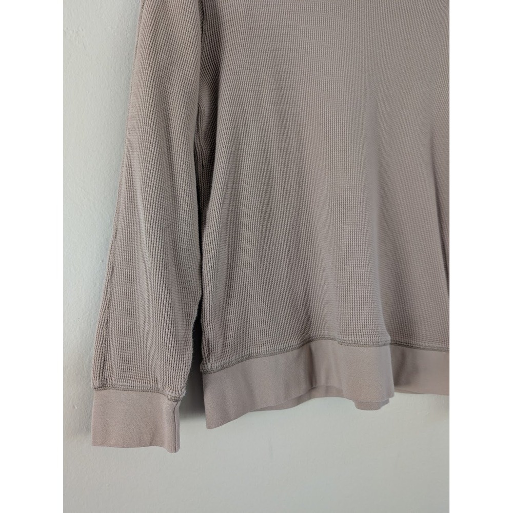 Everlane Organic Cotton Waffle Knit Long Sleeve Crew Neck Top Beige Lounge Cozy‎ - Picture 5 of 8